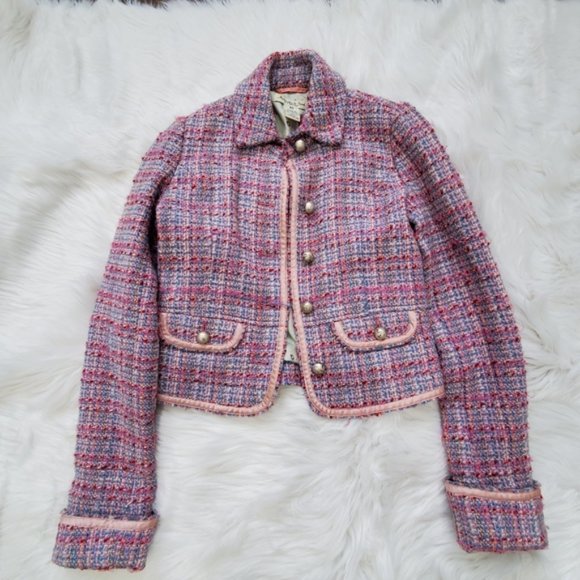 Rare Wool Multicolor Pink, Purple Blue Tweed Blazer Jacket Sz S - Picture 13 of 13